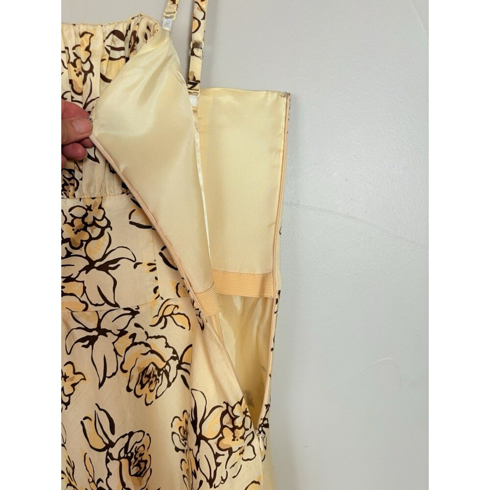 LOFT Yellow Strapless Fit & Flare MIDI Floral Dress, Removable Straps SZ 4 Small - Picture 14 of 16